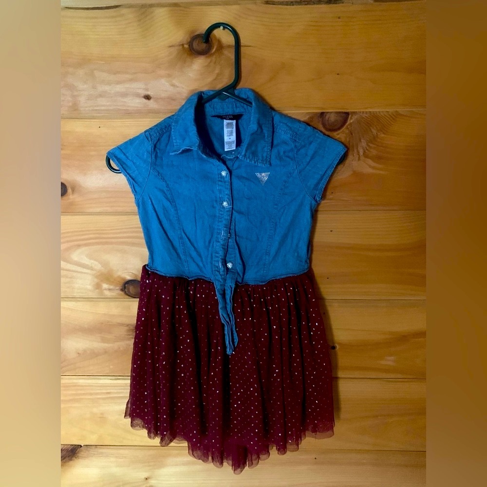 ✨GUESS Kids Denim and Tulle Dress 👗 size 6X